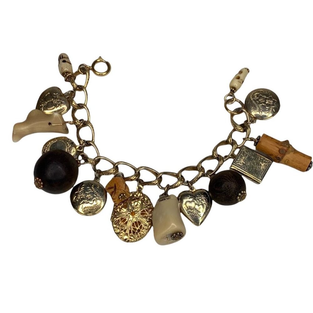Beth's Addiction Heart Locket Vintage Charm Bracelet